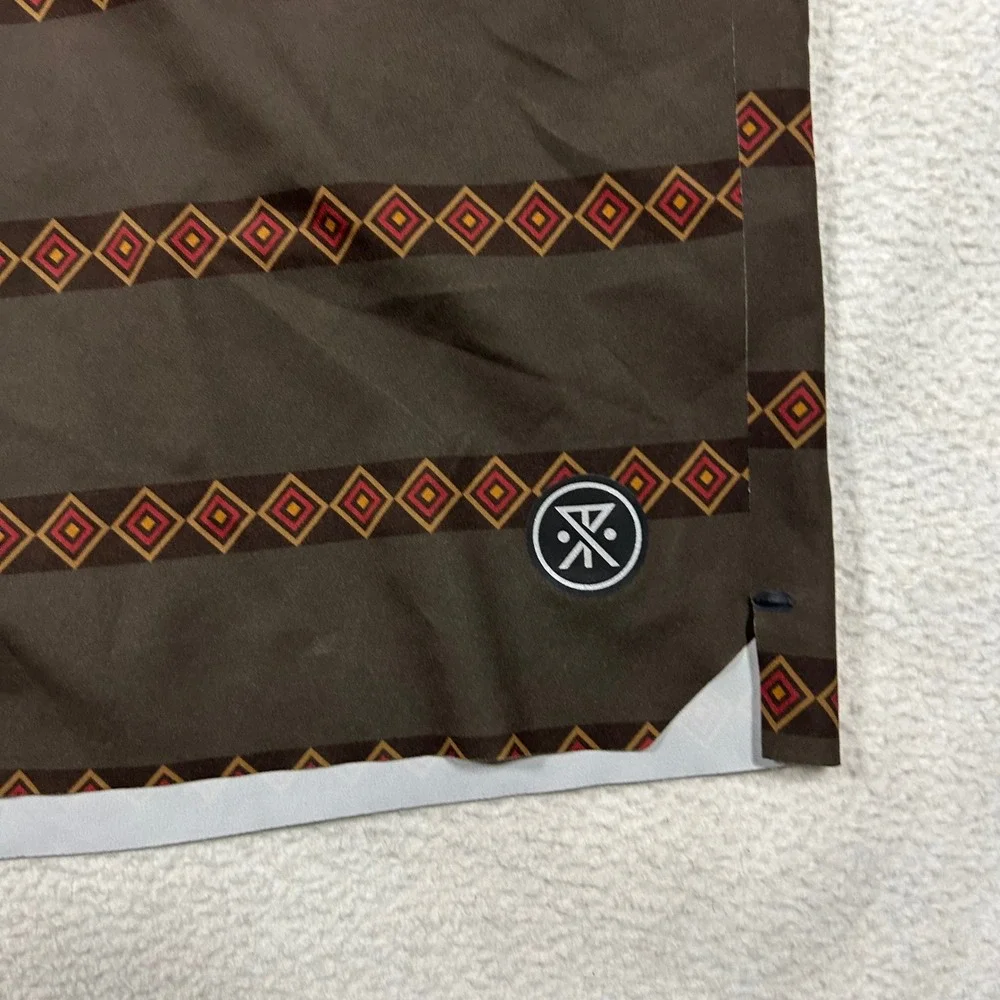 Roark The Passage Boardshorts Mens 28 Brown Geometric Stripe Stretch Swim Trunks